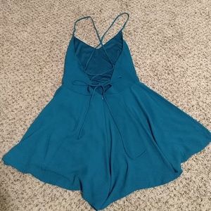 Express teal strappy romper
